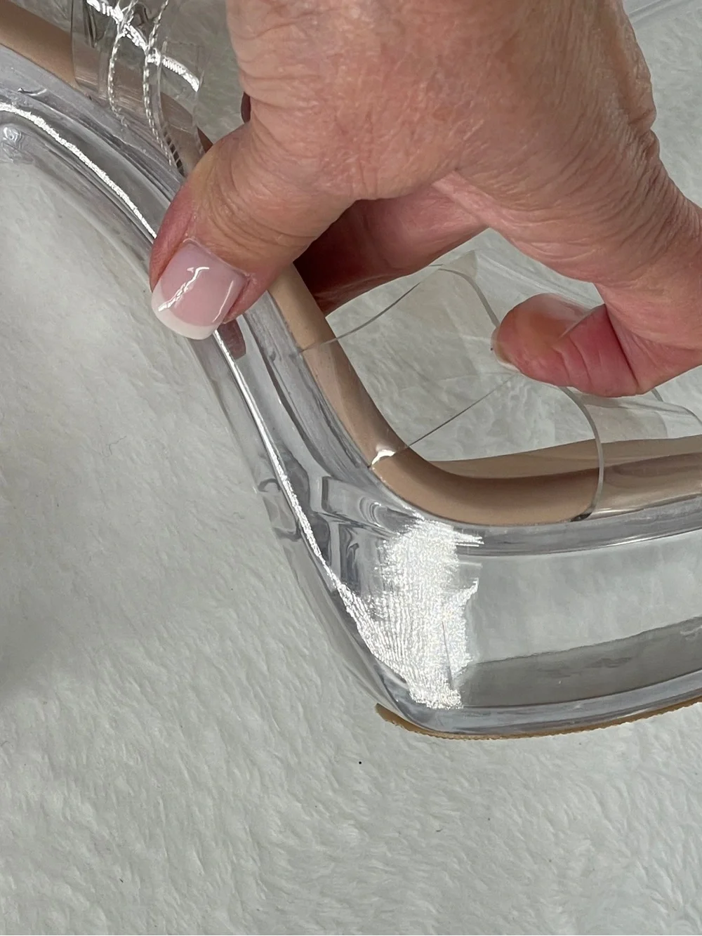 Clear Platform Block Heel Sandals - Transparent Straps
